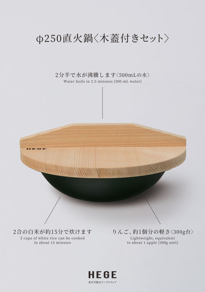 φ250直火鍋（木蓋付き）セット